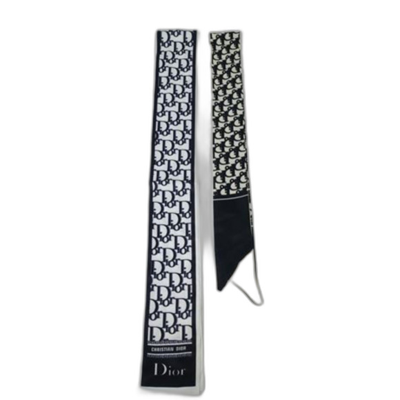 2 Christian Dior silk scarves black / white Designer - Picture 9 of 10